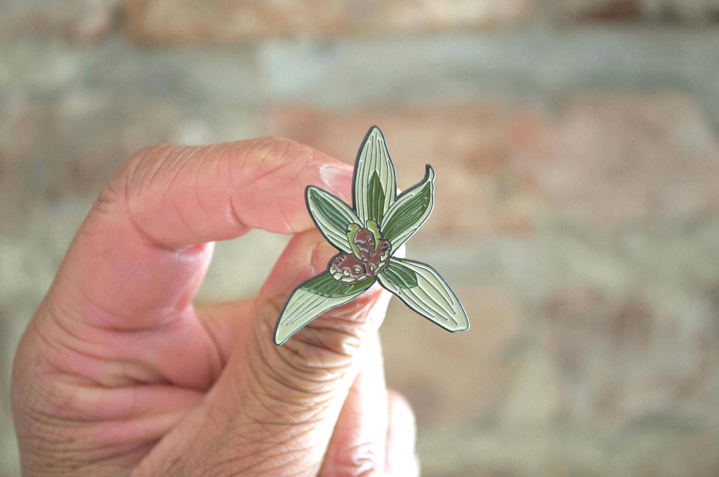 Cymbidium orchid enamel pin & brooch