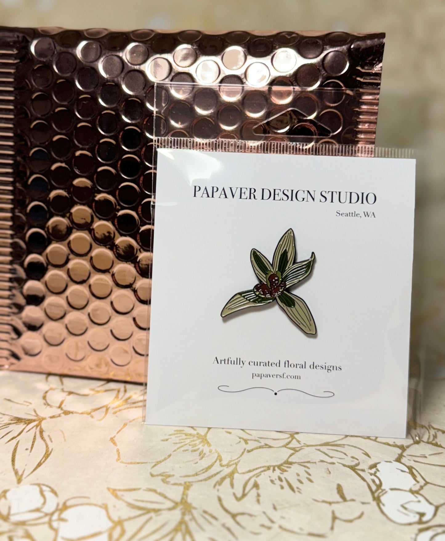 Cymbidium orchid enamel pin & brooch