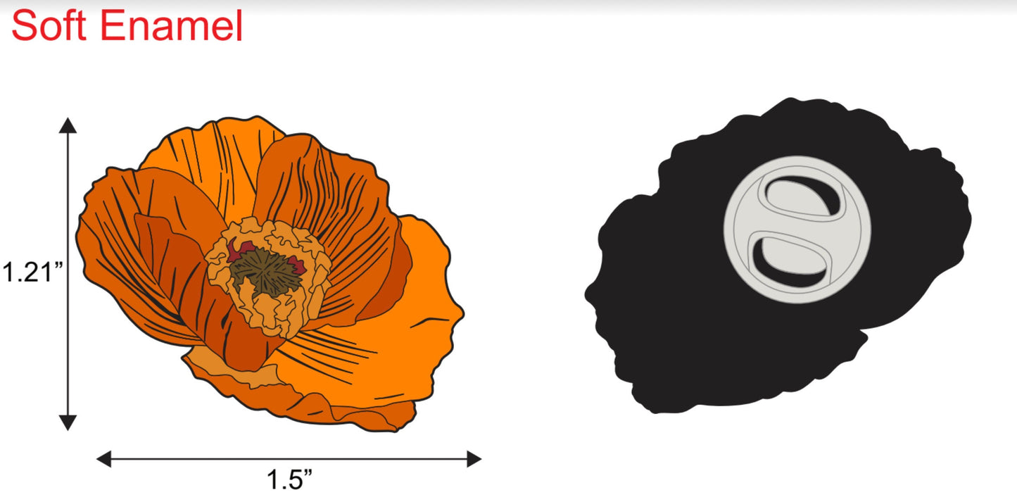 California Poppy Flower Enamel Pin