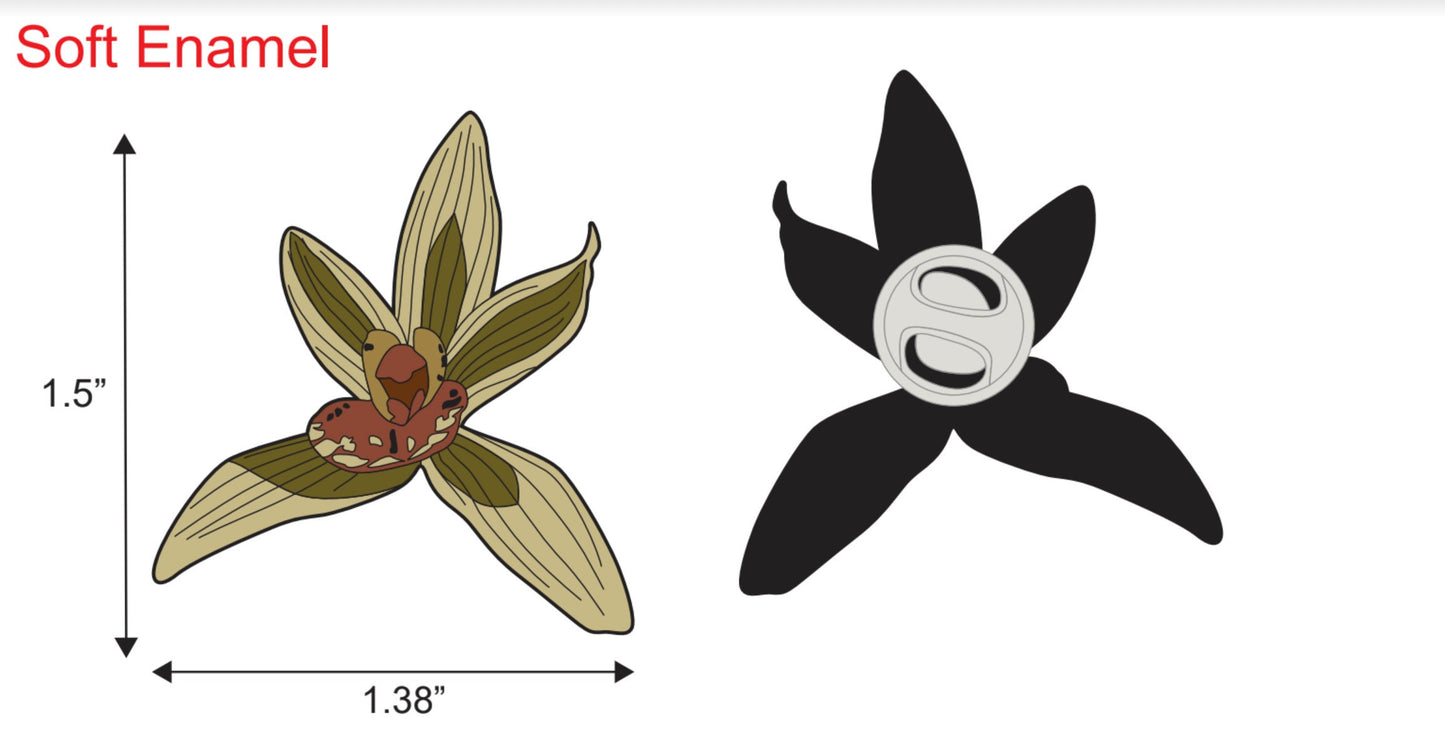 Cymbidium Orchid Flower Enamel Pin