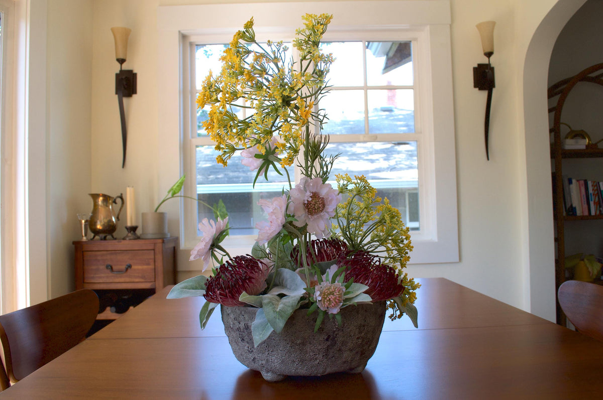 Saffron & Stone Silk Flower Arrangement, Organic-style Arrangement