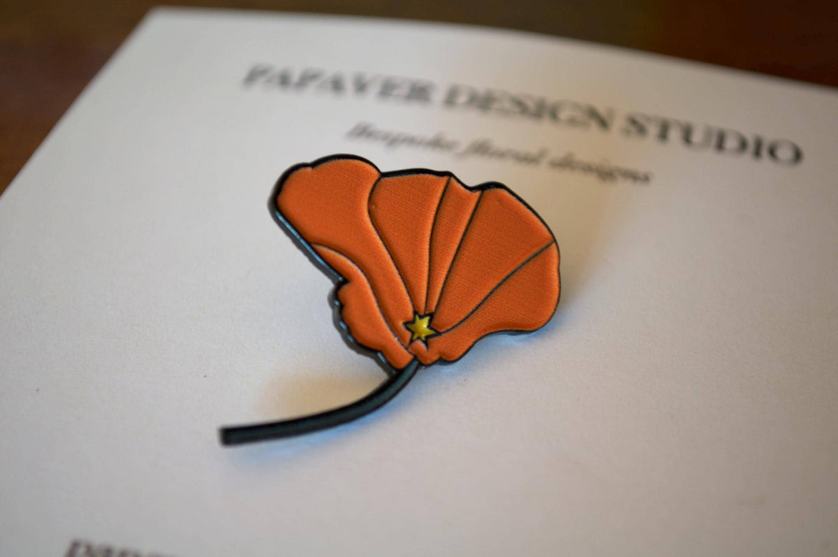California Poppy Flower Enamel Pin