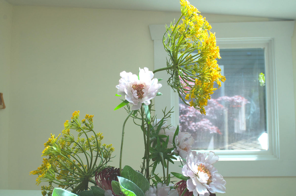 Saffron & Stone Silk Flower Arrangement, Organic-style Arrangement