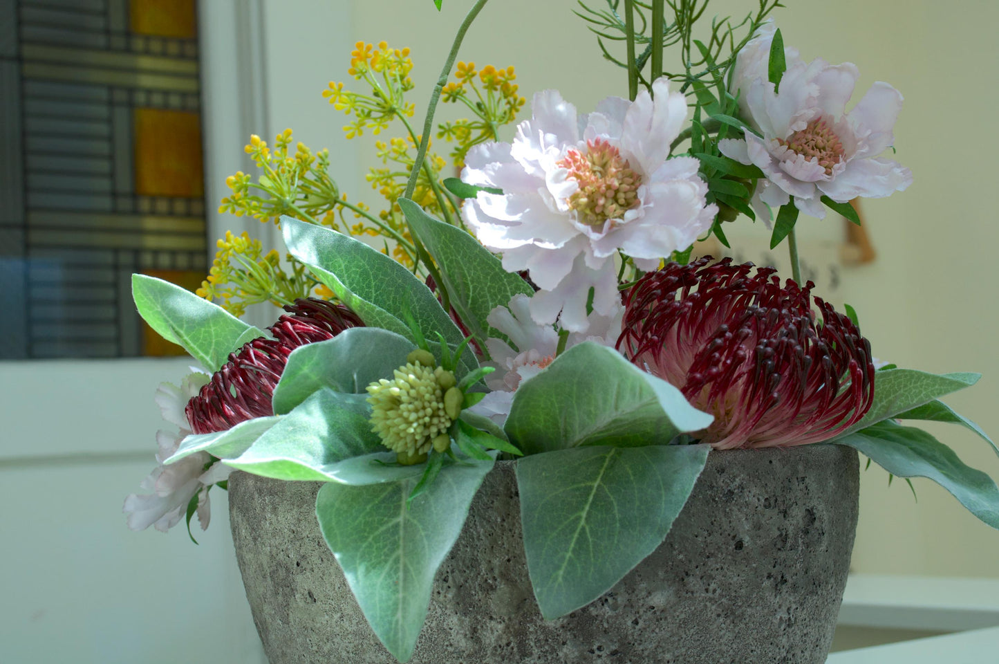 Saffron & Stone Silk Flower Arrangement, Organic-style Arrangement