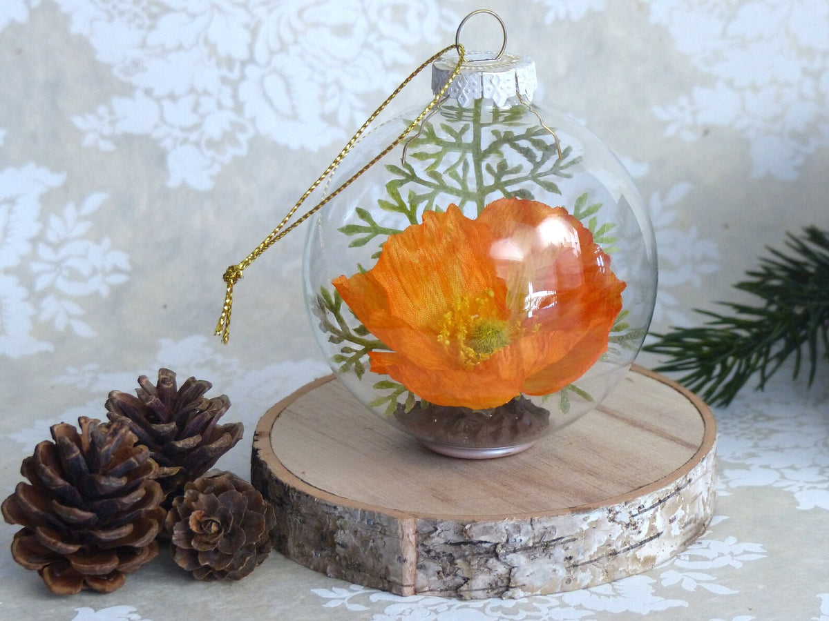 California Poppy Flower Christmas Ornament