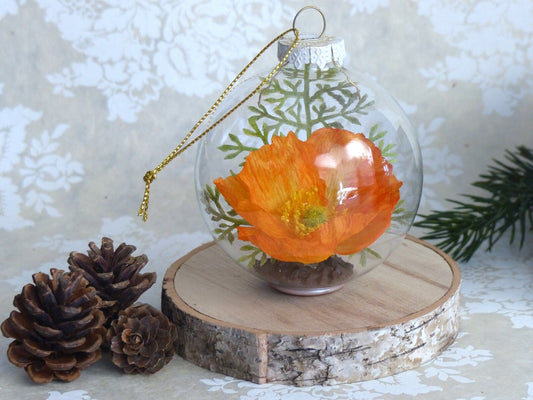 California Poppy Flower Christmas Ornament