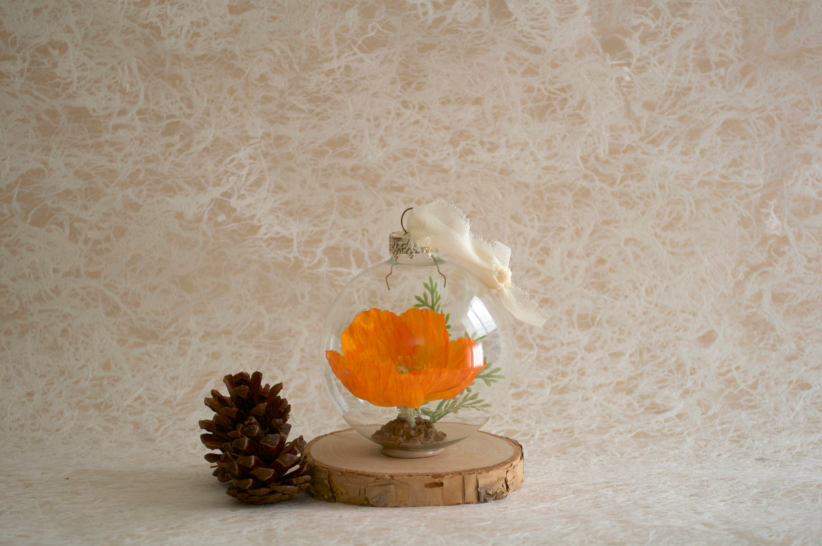 California Poppy Flower Christmas Ornament