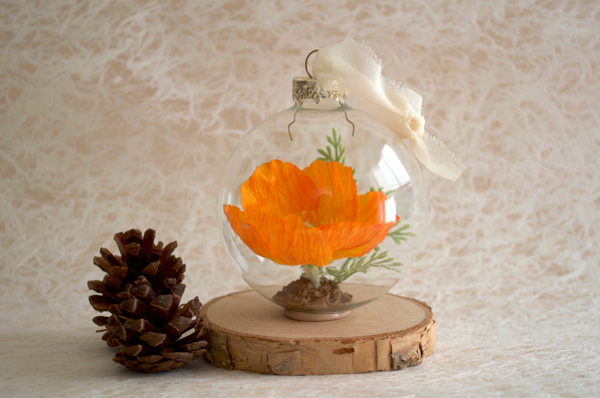 California Poppy Flower Christmas Ornament
