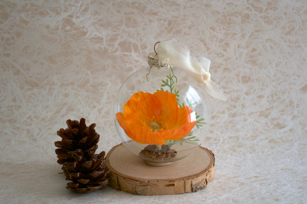 California Poppy Flower Christmas Ornament