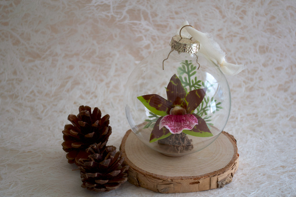 Cattleya Orchid “Lady’s Slipper” Flower Christmas Ornament