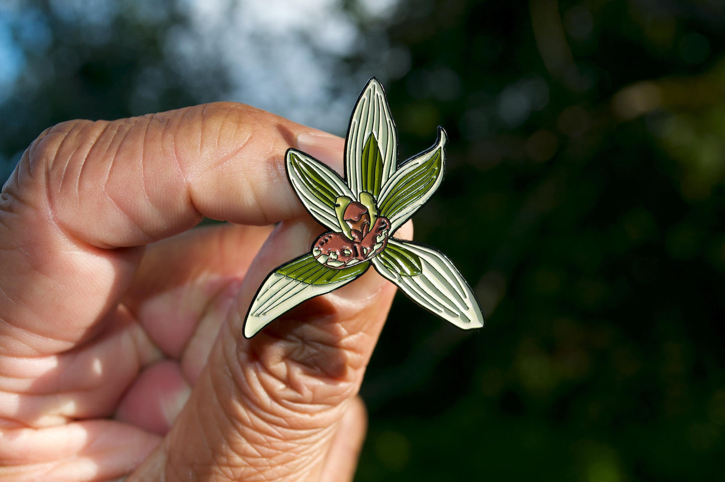 Cymbidium Orchid Enamel Pin